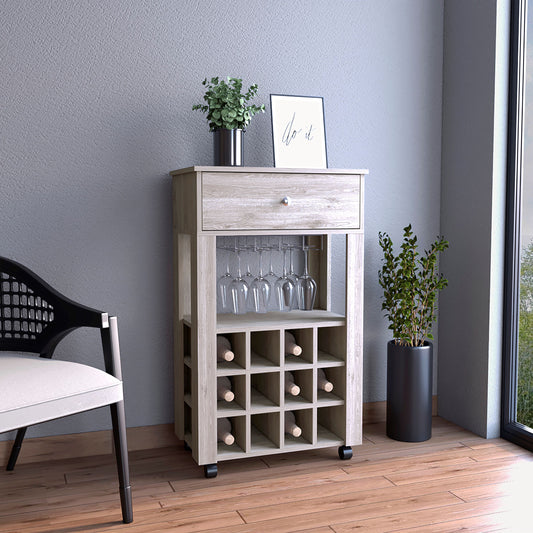 Bar Cart Bayamon, for kitchen to store wine of your choice comes in Light Gray